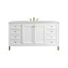 James Martin 305-V60S-GW-3EJP Chicago 60 Inch Glossy White Single Sink Vanity with 3 cm Eternal Jasmine Pearl Top