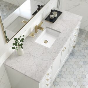 James Martin 305-V60S-GW-3EJP Chicago 60 Inch Glossy White Single Sink Vanity with 3 cm Eternal Jasmine Pearl Top