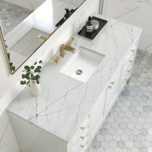 James Martin 305-V60S-GW-3ENC Chicago 60 Inch Glossy White Single Sink Vanity with 3 cm Ethereal Noctis Top