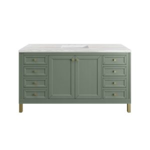 James Martin 305-V60S-SC-3AF Chicago 60 Inch Smokey Celadon Single Sink Vanity with 3 cm Arctic Fall Top