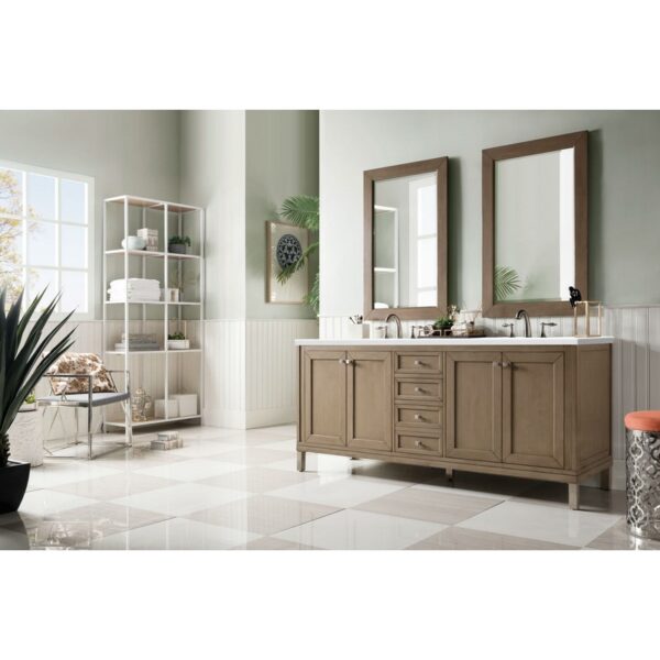 James Martin 305-V72-3WZ Chicago 72 Inch Double Vanity with 3cm White Zeus Quartz Top