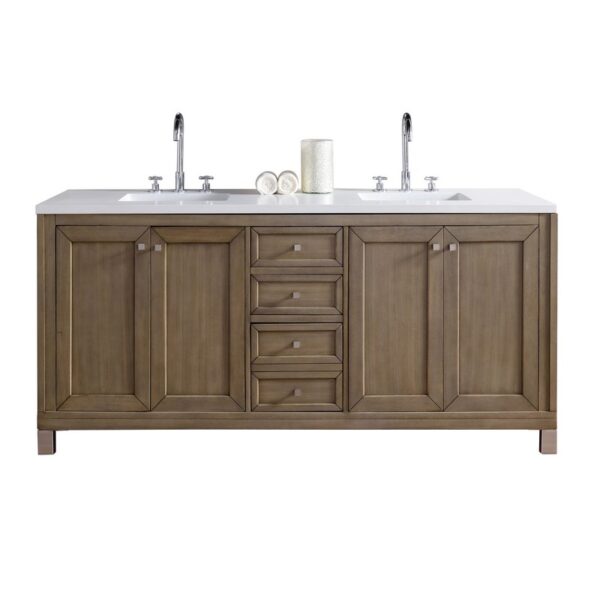 James Martin 305-V72-3WZ Chicago 72 Inch Double Vanity with 3cm White Zeus Quartz Top