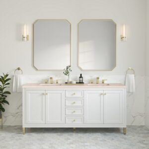 James Martin 305-V72-GW-3EMR Chicago 72 Inch Glossy White Double Sink Vanity with 3 cm Eternal Marfil Top