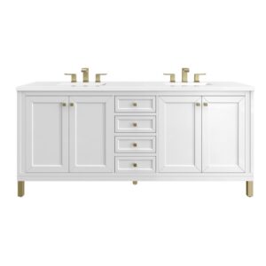 James Martin 305-V72-3WZ Chicago 72 Inch Double Vanity with 3cm White Zeus Quartz Top