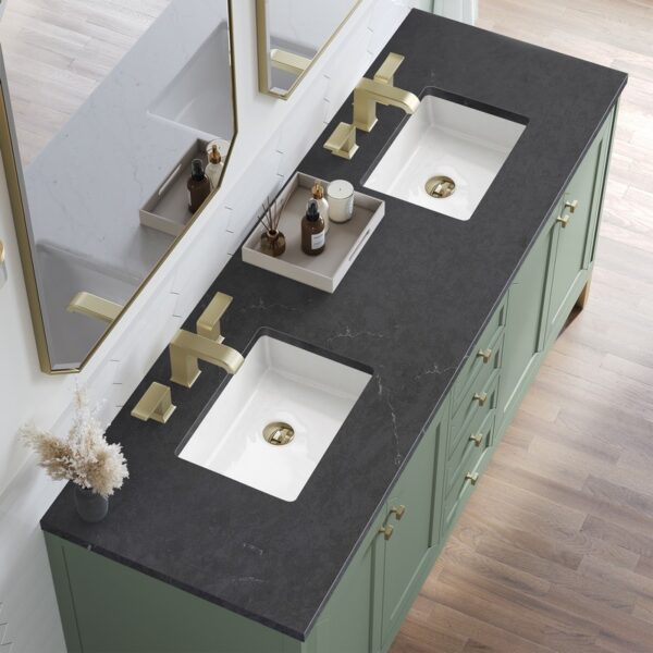 James Martin 305-V72-SC-3CSP Chicago 72 Inch Smokey Celadon Double Sink Vanity with 3 cm Charcoal Soapstone Top