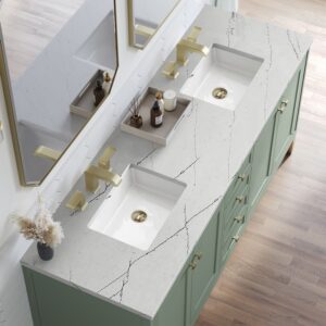 James Martin 305-V72-SC-3ENC Chicago 72 Inch Smokey Celadon Double Sink Vanity with 3 cm Ethereal Noctis Top