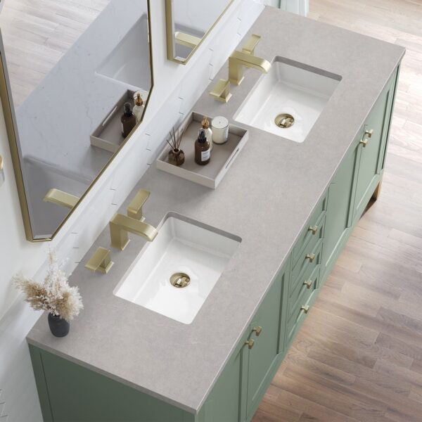 James Martin 305-V72-SC-3ESR Chicago 72 Inch Smokey Celadon Double Sink Vanity with 3 cm Eternal Serena Top