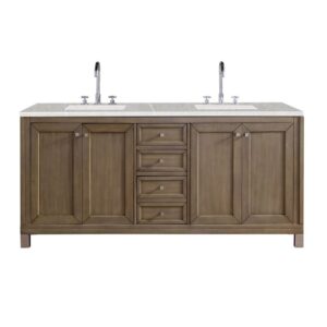 James Martin 305-V72-WWW-3ESR Chicago 72 Inch Double Vanity Whitewashed Walnut with 3 CM Eternal Serena Quartz Top