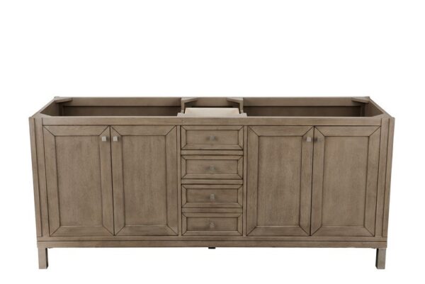 James Martin 305-V72-WWW-3GEX Chicago 72 Inch Double Vanity in Whitewashed Walnut with 3 cm Grey Expo Quartz Top with Sink