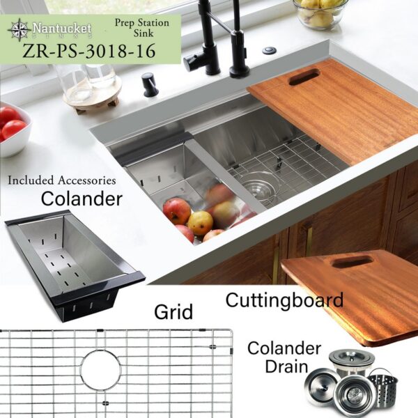 Nantucket ZR-PS-3018-16 Single Basin Undermount Kitchen Sink