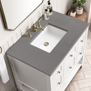 James Martin 330-V36-BW-3GEX Breckenridge 36 Inch Bright White Single Sink Vanity with 3 cm Grey Expo Top