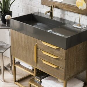 James Martin 388-V36-LTO-RG Columbia 36 Inch Single Vanity in Latte Oak, Radiant Gold