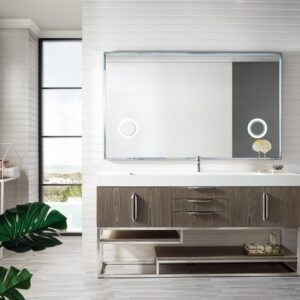 James Martin 388-V72S-AGR-BN-GW Columbia 72 Inch Single Vanity in Ash Gray with Glossy White Solid Surface Top