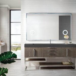 James Martin 388-V72S-AGR-BN-DGG Columbia 72 Inch Single Vanity in Ash Gray with Glossy Dark Gray Solid Surface Top