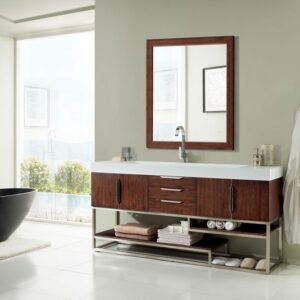 James Martin 388-V72S-CFO-BN-GW Columbia 72 Inch Single Vanity in Coffee Oak with Glossy White Solid Surface Top