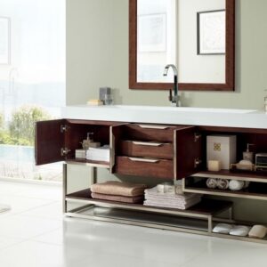 James Martin 388-V72S-CFO-BN-GW Columbia 72 Inch Single Vanity in Coffee Oak with Glossy White Solid Surface Top