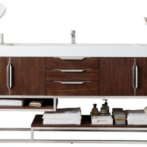 James Martin 388-V72S-CFO-BN-GW Columbia 72 Inch Single Vanity in Coffee Oak with Glossy White Solid Surface Top