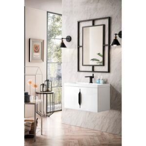 James Martin 388V31.5GWWG Columbia 31.5 Inch Single Vanity Cabinet in Glossy White with White Glossy Composite Countertop