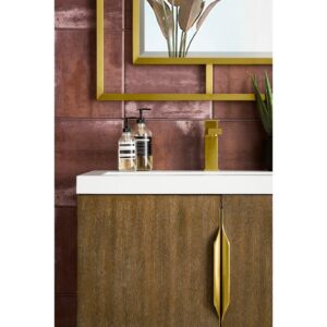 James Martin 388V31.5LTOWG Columbia 31.5 Inch Single Vanity Cabinet in Latte Oak with White Glossy Composite Countertop