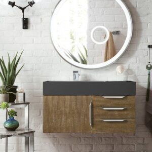 James Martin 389-V36-LTO-A-GW Mercer Island 36 Inch Single Vanity in Latte Oak with Glossy White Solid Surface Top