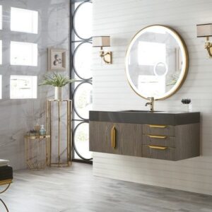 James Martin 389-V48-AGR-G Mercer Island 48 Inch Single Vanity in Ash Gray, Radiant Gold