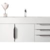 James Martin 389-V48-GW-A-GW Mercer Island 48 Inch Single Vanity in Glossy White with Glossy White Solid Surface Top