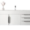 James Martin 389-V48-GW-A-DGG Mercer Island 48 Inch Single Vanity in Glossy White with Glossy Dark Gray Solid Surface Top