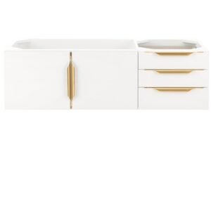 James Martin 389-V48-GW-G Mercer Island 48 Inch Single Vanity in Glossy White, Radiant Gold