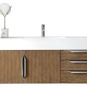 James Martin 389-V48-LTO-A-DGG Mercer Island 48 Inch Single Vanity in Latte Oak with Glossy Dark Gray Solid Surface Top