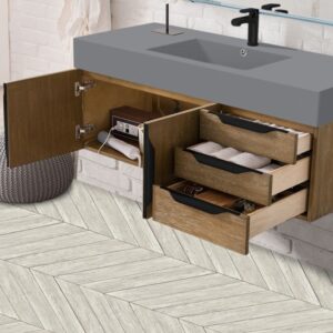 James Martin 389-V48-LTO-MB-DGG Mercer Island 48 Inch Single Vanity Cabinet with Dusk Grey Glossy Composite Top - Latte Oak