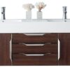 James Martin 389-V59D-CFO-A-GW Mercer Island 59 Inch Double Vanity in Coffee Oak with Glossy White Solid Surface Top