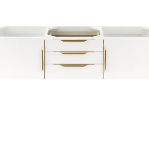 James Martin 389-V59D-GW-G Mercer Island 59 Inch Double Vanity in Glossy White, Radiant Gold