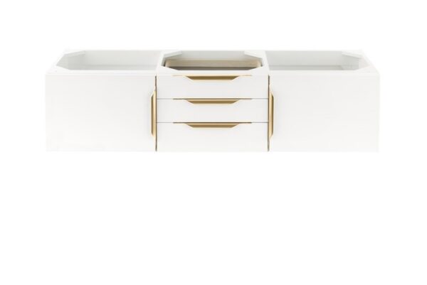 James Martin 389-V59D-GW-G Mercer Island 59 Inch Double Vanity in Glossy White, Radiant Gold