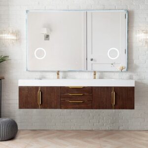 James Martin 389-V72D-CFO-G Mercer Island 72 Inch Double Vanity in Coffee Oak, Radiant Gold