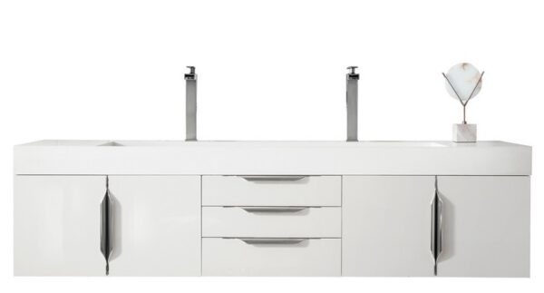 James Martin 389-V72D-GW-A Mercer Island 72 Inch Double Vanity in Glossy White