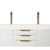 James Martin 389-V72D-GW-G-GW Mercer Island 72 Inch Double Vanity in Glossy White, Radiant Gold with Glossy White Solid Surface Top