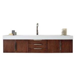 James Martin 389-V72S-CFO-A-DGG Mercer Island 72 Inch Single Vanity in Coffee Oak with Glossy Dark Gray Solid Surface Top