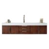 James Martin 389-V72S-CFO-A-GW Mercer Island 72 Inch Single Vanity in Coffee Oak with Glossy White Solid Surface Top