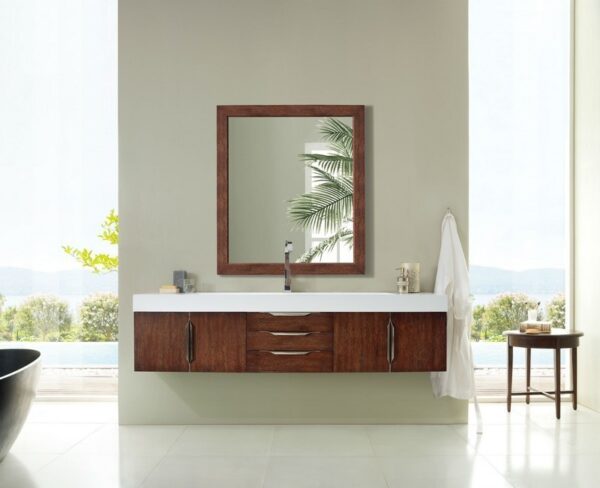 James Martin 389-V72S-CFO-A-GW Mercer Island 72 Inch Single Vanity in Coffee Oak with Glossy White Solid Surface Top