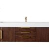 James Martin 389-V72S-CFO-G-DGG Mercer Island 72 Inch Single Vanity in Coffee Oak, Radiant Gold with Glossy Dark Gray Solid Surface Top