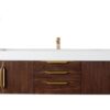 James Martin 389-V72S-CFO-G-GW Mercer Island 72 Inch Single Vanity in Coffee Oak, Radiant Gold with Glossy White Solid Surface Top