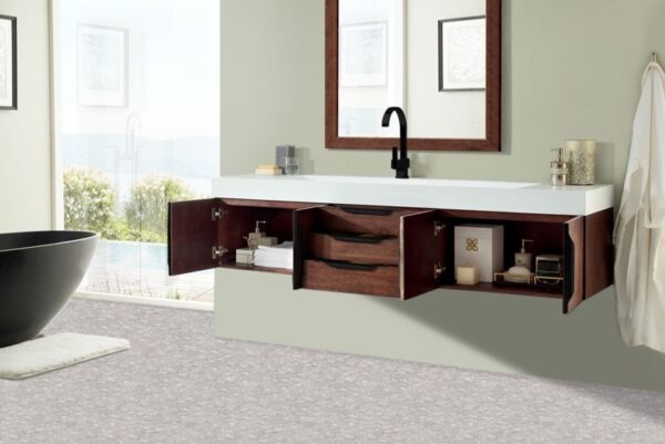 James Martin 389-V72S-CFO-MB-GW Mercer Island 72 1/2 Inch Single Vanity Cabinet with Glossy White Composite Top - Coffee Oak