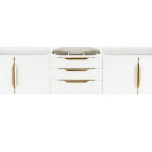 James Martin 389-V72S-GW-G Mercer Island 72 Inch Single Vanity in Glossy White, Radiant Gold