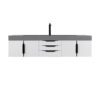 James Martin 389-V72S-GW-MB-DGG Mercer Island 72 1/2 Inch Single Vanity Cabinet with Dusk Grey Glossy Composite Top - Glossy White