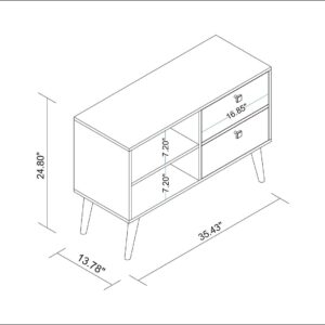 Manhattan Comfort Practical Dalarna TV Stand with 2 Open Shelves and 2-Drawers in White