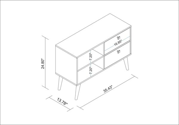 Manhattan Comfort Practical Dalarna TV Stand with 2 Open Shelves and 2-Drawers in White