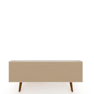 Manhattan Comfort Tribeca 53.94 Mid-Century Modern TV Stand with Solid Wood Legs in Off White