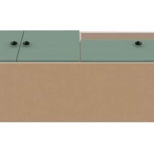 Manhattan Comfort Tribeca 53.94 Mid-Century Modern TV Stand with Solid Wood Legs in Off White and Green Mint