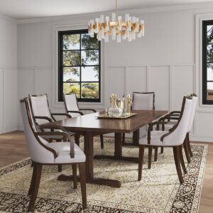 Manhattan Comfort Grand Faux Leather 6-Piece Dining Chairs in Light Grey