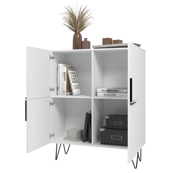 Manhattan Comfort Beekman 43.7 Low Cabinet with 4 Shelves in White